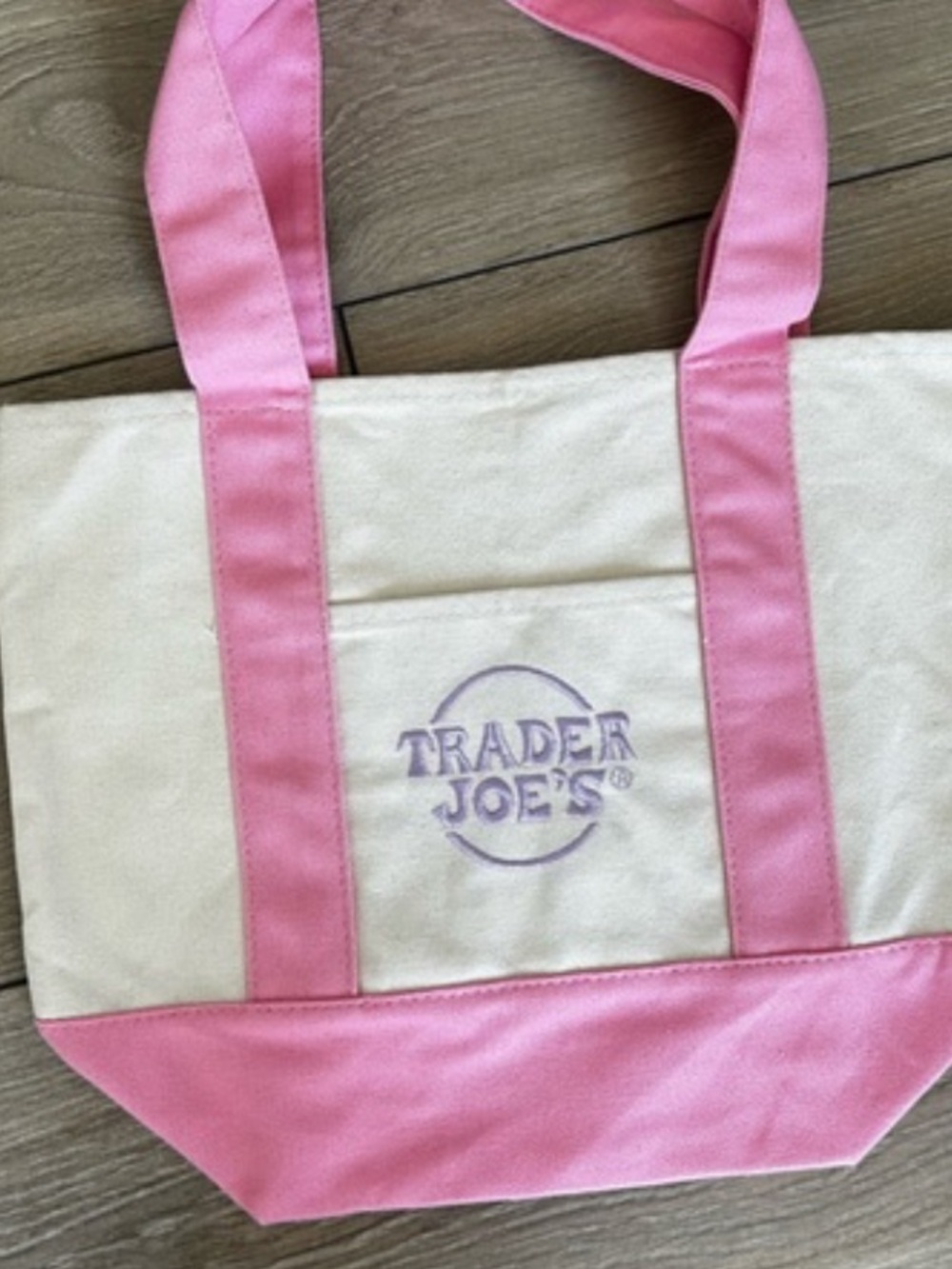 Pink & Cream Canvas Tote Bag